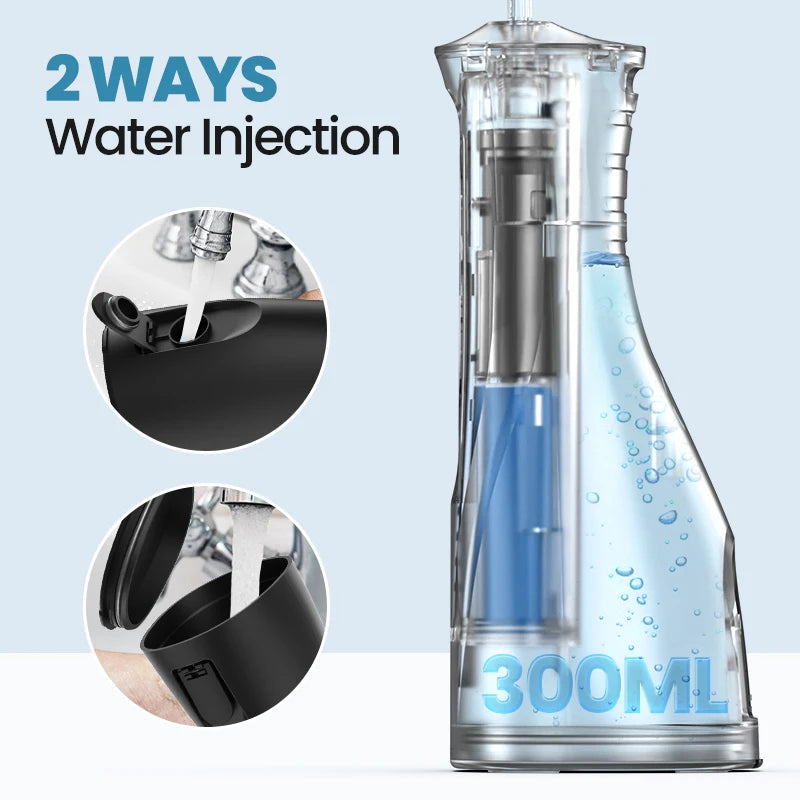 Water Flosser Cordless Oral Irrigator for Teeth Cleaning Denture Brushes for Home Travel 5 Dental Tips IPX7 Portable