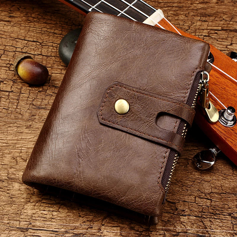 Miami Design - Humer ™ Retro Wallet UNISEX RFID - Anti -Lotheft - Anti -PickPocket -Genuina in pelle Hasp Hasp Caspile Canta