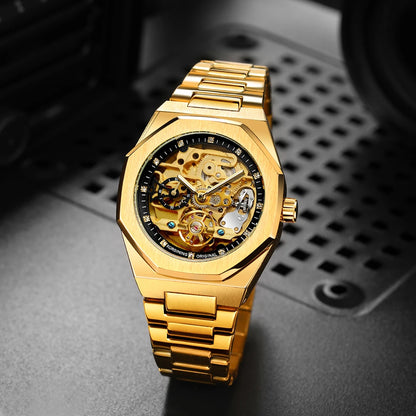 MIAMI DESIGN-Reloj Automático plateado para hombre, esfera de diamante 3D, Tourbillon Irregular, relojes de pulsera mecánicos con esqueleto, reloj con manecillas luminosas