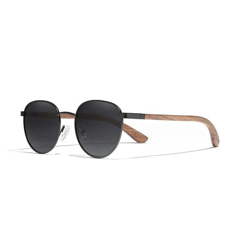 Óculos de sol elegantes em madeira de nogueira – Lentes polarizadas HD com proteção UV400 para ele & Ela