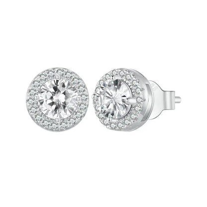 Boucles d'oreilles Halo CZ plaquées platine, en argent Sterling 925, hypoallergéniques, classiques et élégantes, bijoux à la mode, BSE 893