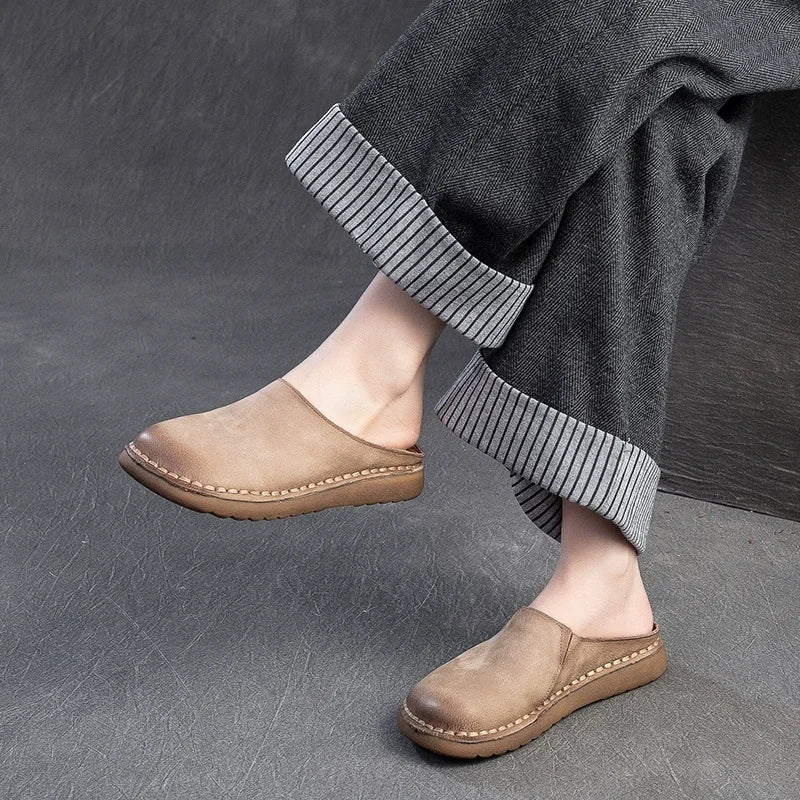 Slipisti estivi in ​​pelle autentica - Sole morbida, comfort fatti a mano e stile retrò