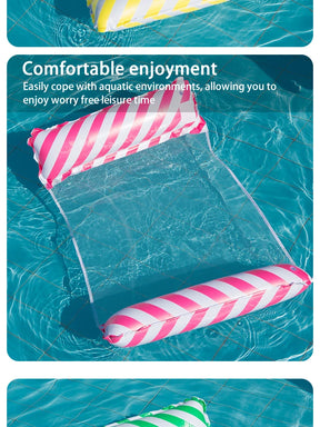 Chaise de salon gonflable à rayures pliables, adaptée aux fêtes de piscine et lits flottants de loisirs de plage avec dossier net