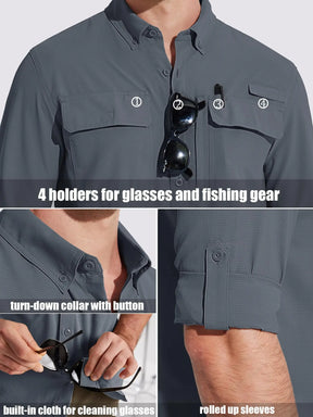 MIAMI TAC Men’s Quick-Dry Long Sleeve Shirt – UPF 50+ Sun Protection, Breathable Mesh & Outdoor Performance