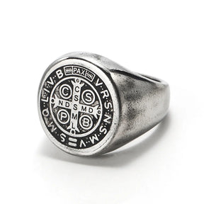 St. Benedict Cross Titanium Steel Ring – Christian Religious Jewelry Unisex