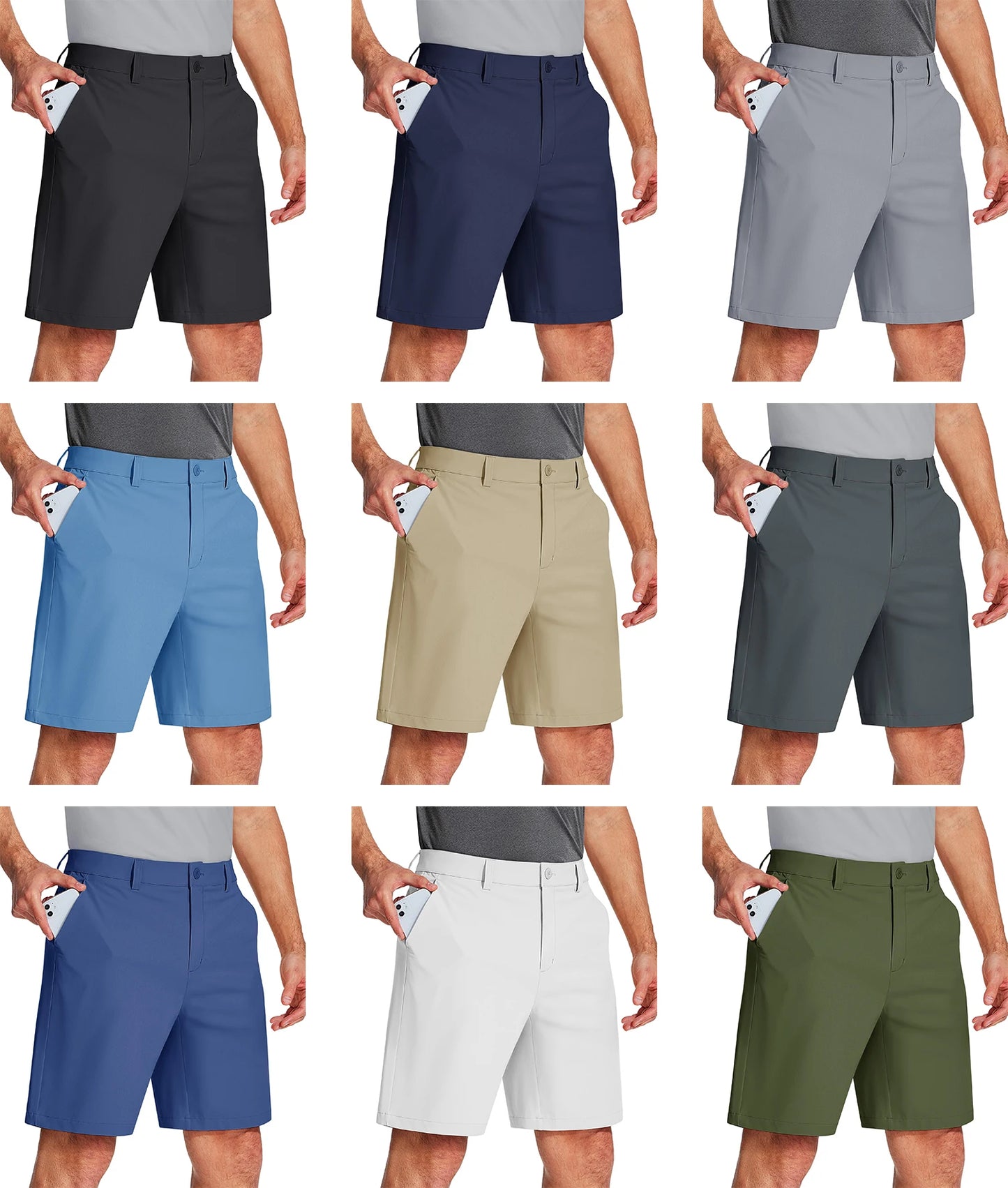 MIAMI TAC -Shorts décontractés et de golf à séchage rapide pour hommes – Stretch & 4 poches