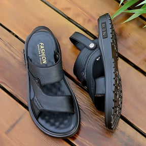 Echte lederen wandelsandalen voor heren - platformtochtenlippers
