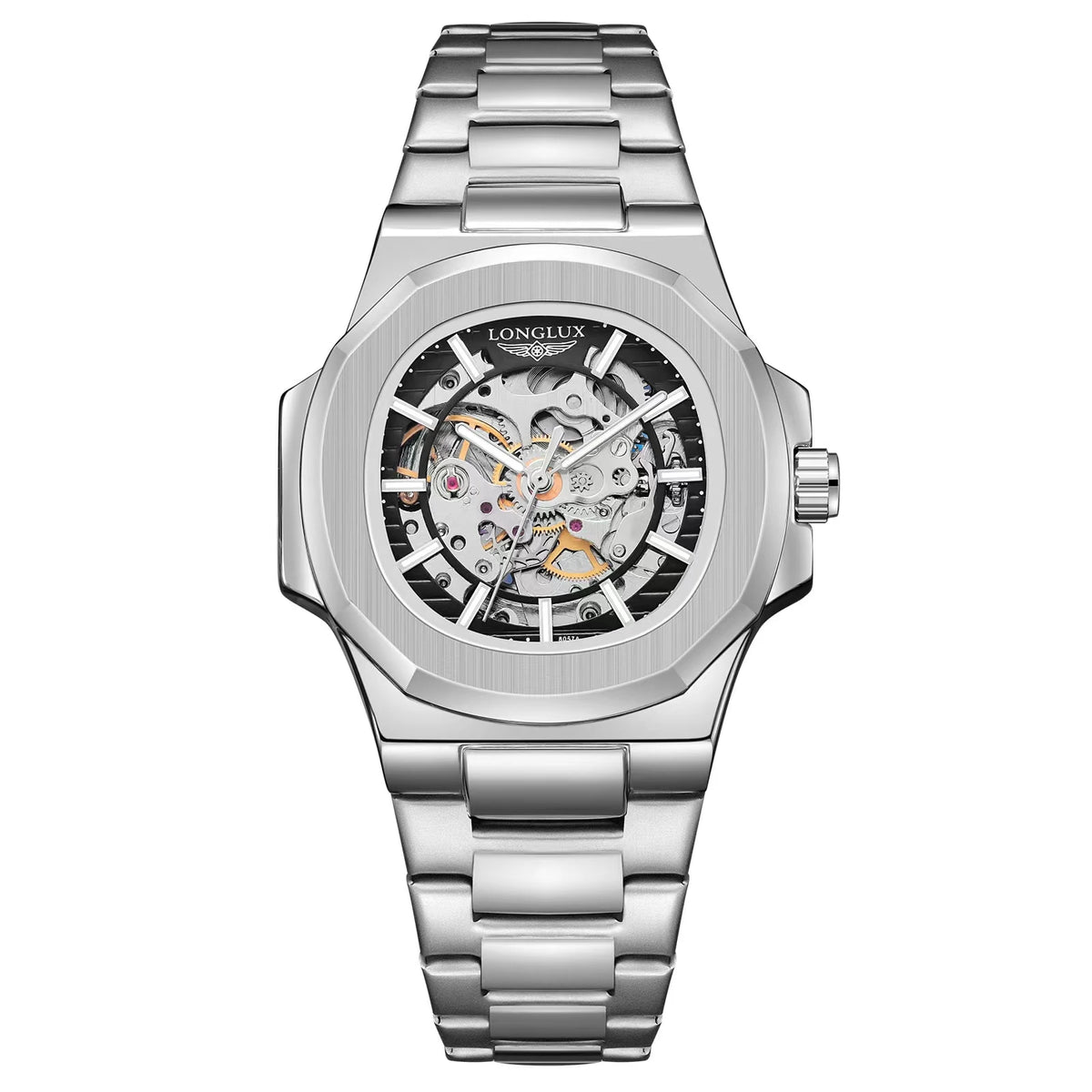 MIAMI DESIGN -LONGLUX™ Men automatic mechanical watch luxury watches waterproof skeleton stainless steel watch
