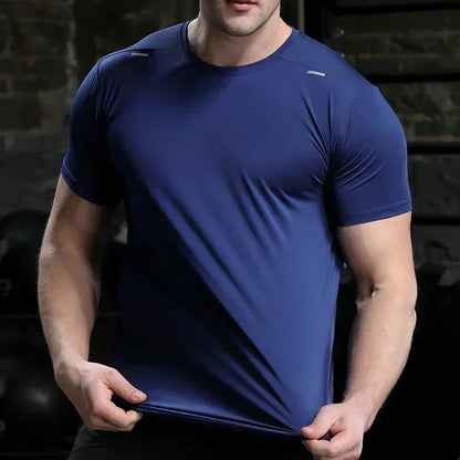 Herr sommar Lös andas kortärmad utomhuscykling Quick Dry Topp Löparträningsoveraller Fitness T-shirts Muscle Tights