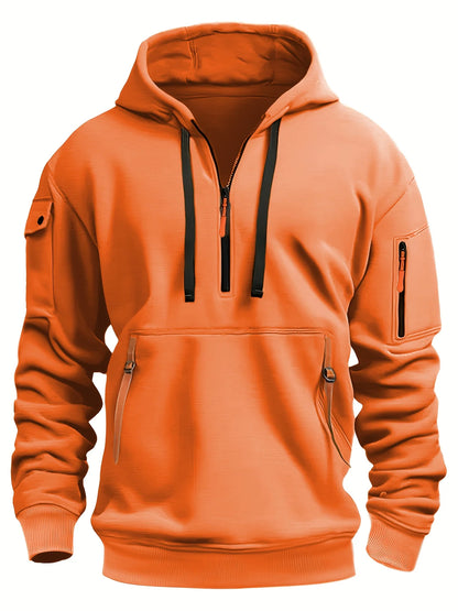 Casual Fashion hættetrøje til mænd – Pullover med halv lynlås til foråret & Efterår | Fitness & Street Style jakke