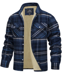 MIAMI TAC - Men’s Fleece Lined Flannel Jacket – Plaid Cotton Winter Coat
