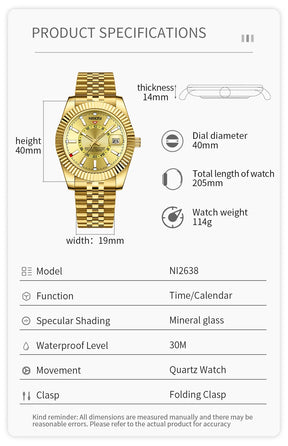 Miami Express Nibo - Orologio da polso di lusso per uomo Sport impermeabile da uomo luminoso da uomo orologio in acciaio inossidabile inossidabile