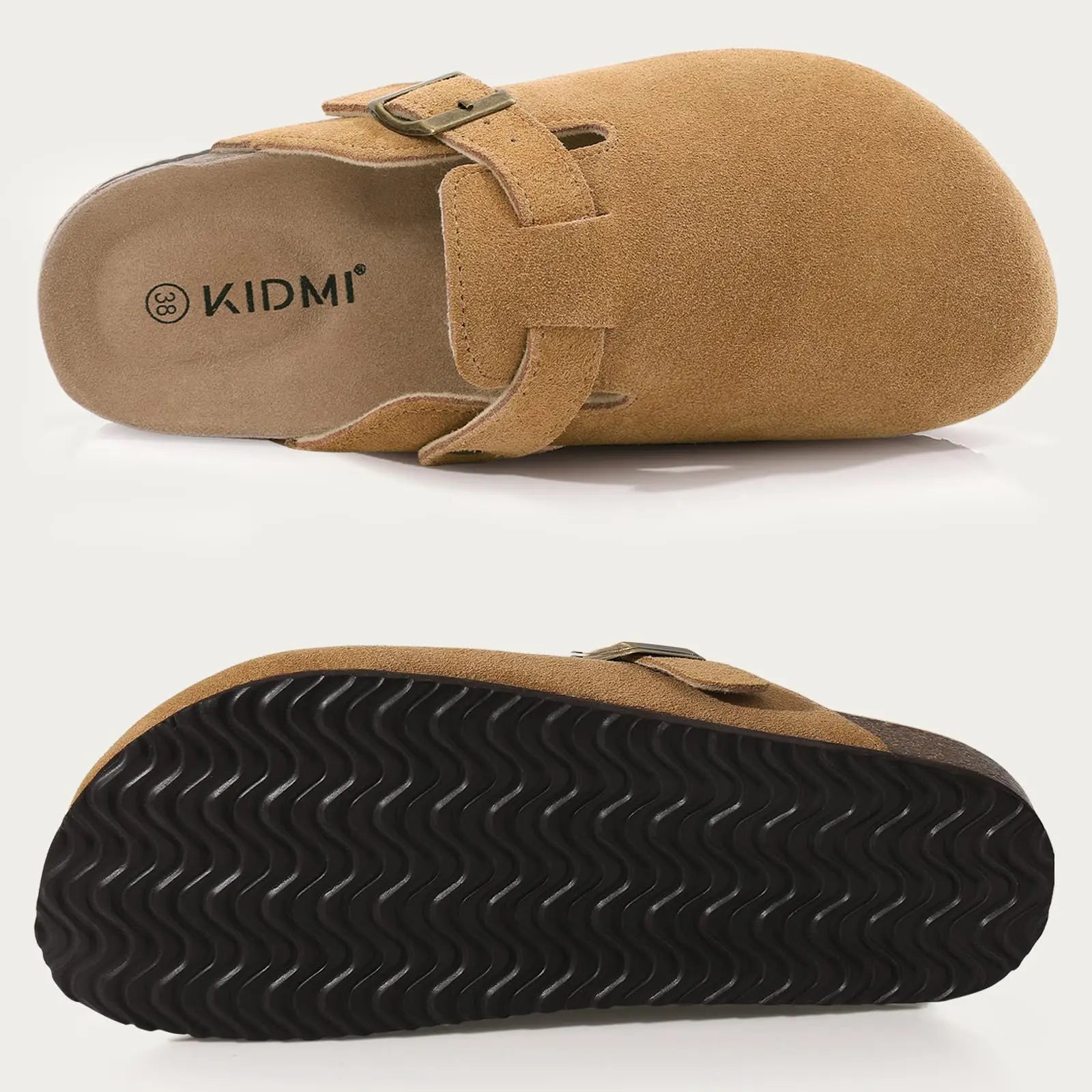Genuine Suede Clogs – Unisex Comfort with Arch Support & Cork Footbed