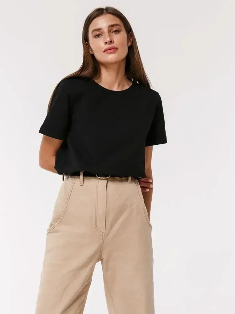 Frauen T-Shirt 100% Baumwollboden grundlegend modische Tops-Shirts 230g/㎡
