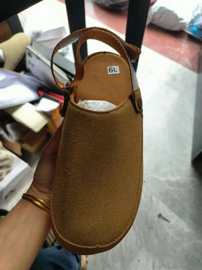 Women's Suede Gold Clog Platform Back Strap Clogs – Large Size, Casual Autumn Design