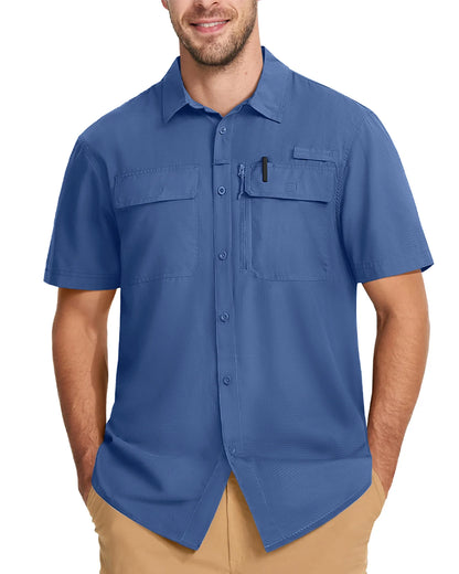 MIAMI TAC - Camicia da uomo ad asciugatura rapida - UPF 50+ & Rete traspirante - Escursionismo, pesca, campeggio, lavoro o casual