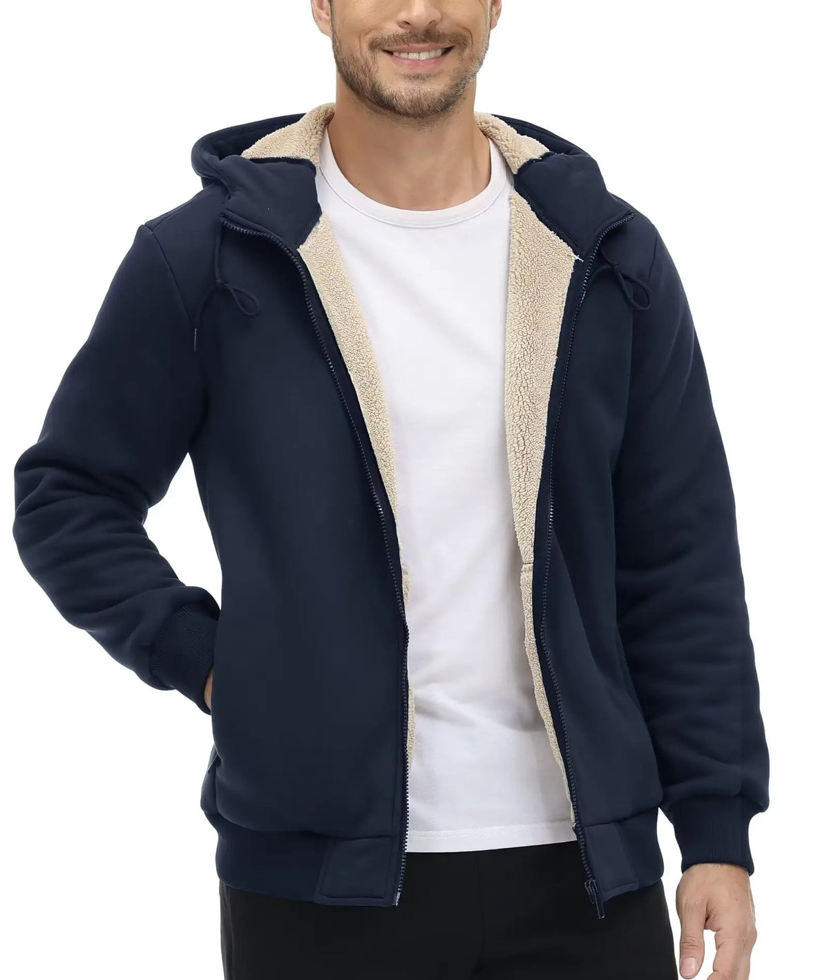 MIAMI TAC-Men’s Sherpa Hoodie – Windproof, Warm & Full-Zip Comfort