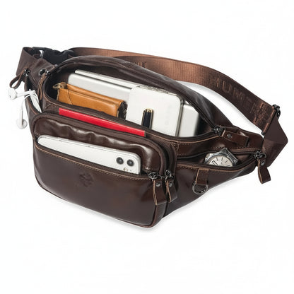 Midjeväska i äkta läder Casual Crossbody