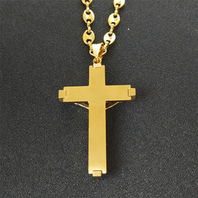 Jésus Cross Crucifix Pendant Collier - Unisexe en acier inoxydable -Jewelry