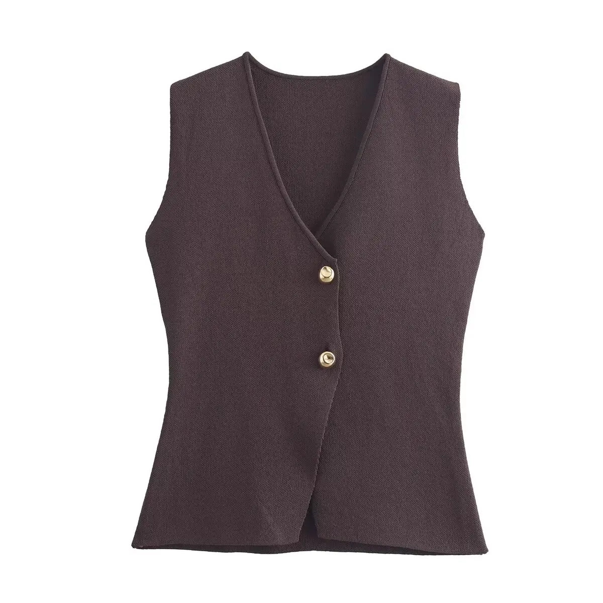 Kvinders strikket nederdelsæt – V-hals ærmeløs smal vest & Patchwork Løs nederdel | Casual & High Street Fashion