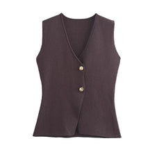 Women’s Knitted Skirt Set – V-neck Sleeveless Slim Vest & Patchwork Loose Skirt | Casual & High Street Fashion