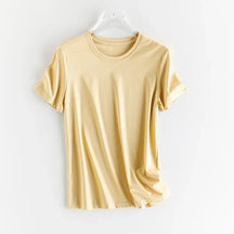 T-shirt en soie et en coton mercerisé - Expérience de douceur soyeuse et de style sophistiqué - disponible en V et cou rond