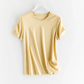 T-shirt en soie et en coton mercerisé - Expérience de douceur soyeuse et de style sophistiqué - disponible en V et cou rond