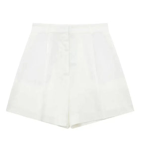 Women’s Linen Vest Shorts Set – V Neck Chic Summer Casual  Office Outfit
