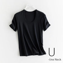 T-shirt en soie et en coton mercerisé - Expérience de douceur soyeuse et de style sophistiqué - disponible en V et cou rond