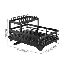 Adjustable Dish Drying Rack & Drainboard Organizer for Kitchen Plates, Over Sink Countertop, Cutlery Storage with Drain Rac