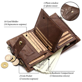 Design de Miami - Humer ™ Retro Wallet Unisex RFID - Anti -theft - anti -pickpocket -genuine cuero de cuero con cremallera soporte de monedas de monedas de monedas de monedas
