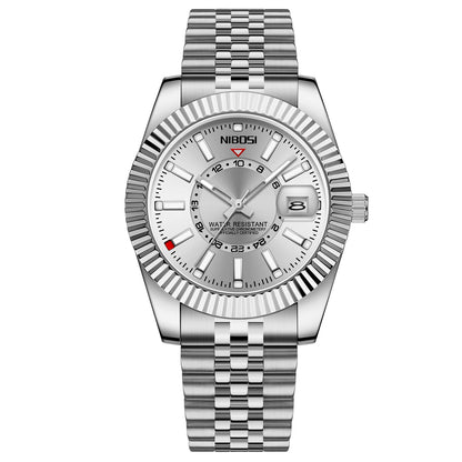 MIAMI EXPRESS NIBO - Luksus-armbåndsur til mand Vandtæt sport lysende dato herreur Quartz rustfrit stål herreure