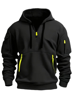 Caperos de moda casual para hombres-sudadera de pulverización de medio zip para primavera y otoño | Chaqueta de estilo de fitness y calles