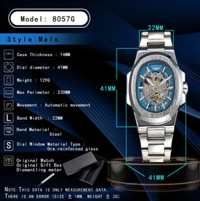 MIAMI DESIGN -LONGLUX™ Men automatic mechanical watch luxury watches waterproof skeleton stainless steel watch