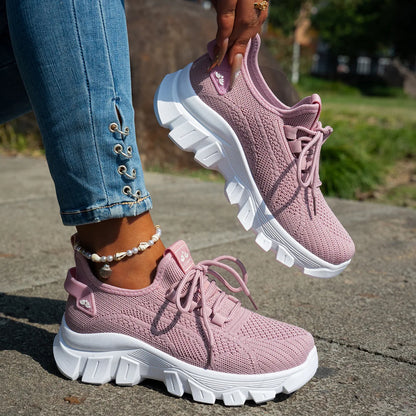 Forårsstrikkede sko til kvinder Lette åndbare morsko Plus Size Komfort Skridsikker afslappet flad sål Slip-On