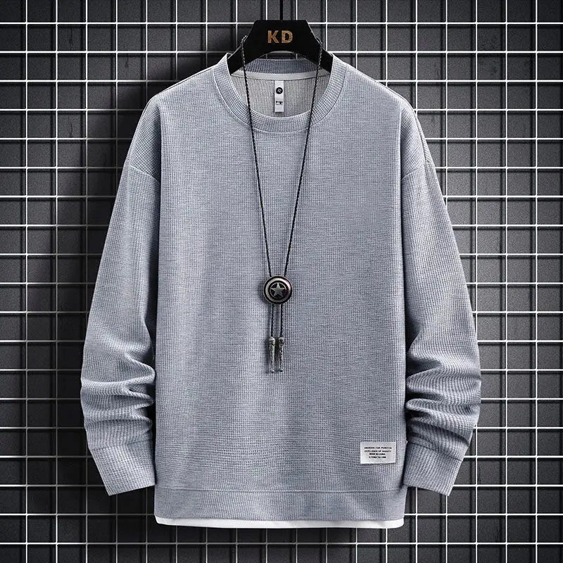 Conjunto Waffle Lounge Masculino – Moletom Casual de 2 Peças & Calças