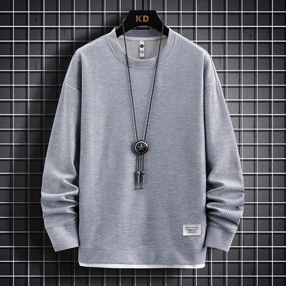 Conjunto Waffle Lounge Masculino – Moletom Casual de 2 Peças & Calças