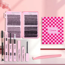 Iseen DIY segmentée fausses de cils ensemble de cils de grande capacité livre de cils en cluster avec de la colle, retirer la colle, twezeer, pinceau