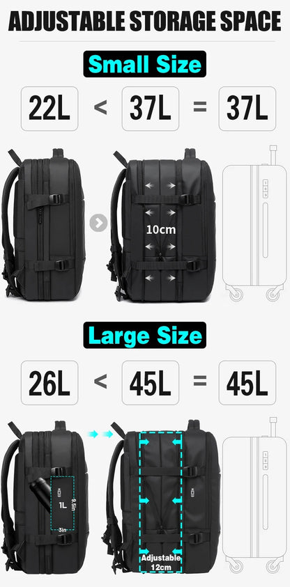Zaino da viaggio impermeabile espandibile – Adatto 17.3" Laptop – Grande capacità per viaggi e affari &  Outdoor - Unisex