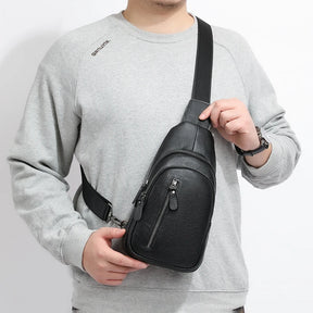 Bolso de hombro: bolso de hombro de cuerpo de cuero 100% genuino para hombres - informal y elegante