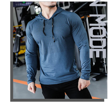 Camisa Esportiva – Fato de Treino Fitness Masculino – Conjunto Esportivo com Capuz para Ginásio & Corrida