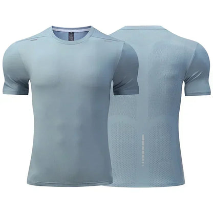 Herr sommar Lös andas kortärmad utomhuscykling Quick Dry Topp Löparträningsoveraller Fitness T-shirts Muscle Tights