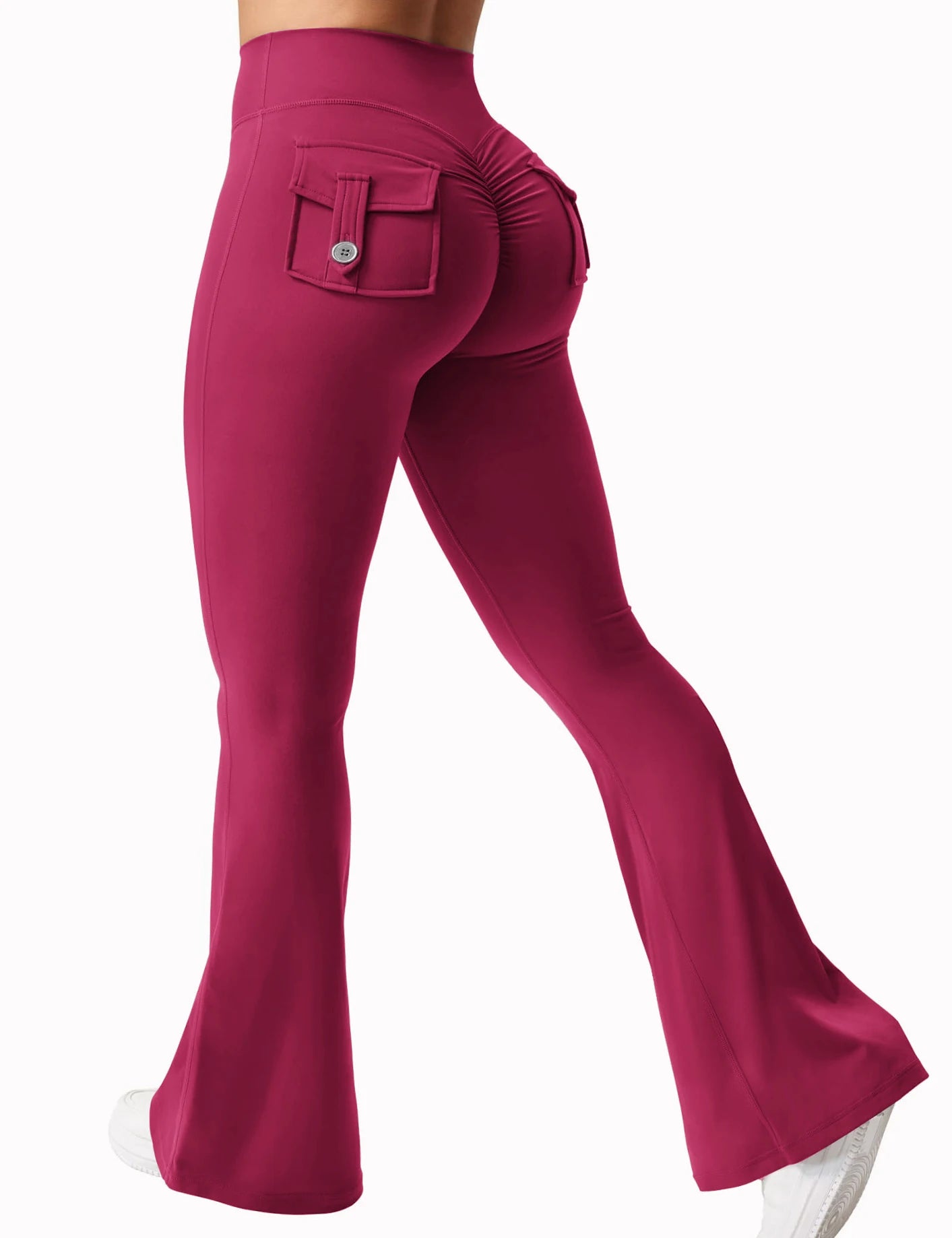 Højtaljede yogaleggings med brede ben – 4-vejs stretch med sidelommer