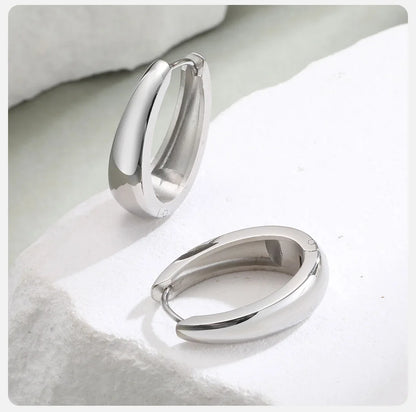 Brincos de argola de aço inoxidável simples para mulheres meninas, brinco de círculo grande cor prata dourada, joias delicadas da moda, presentes