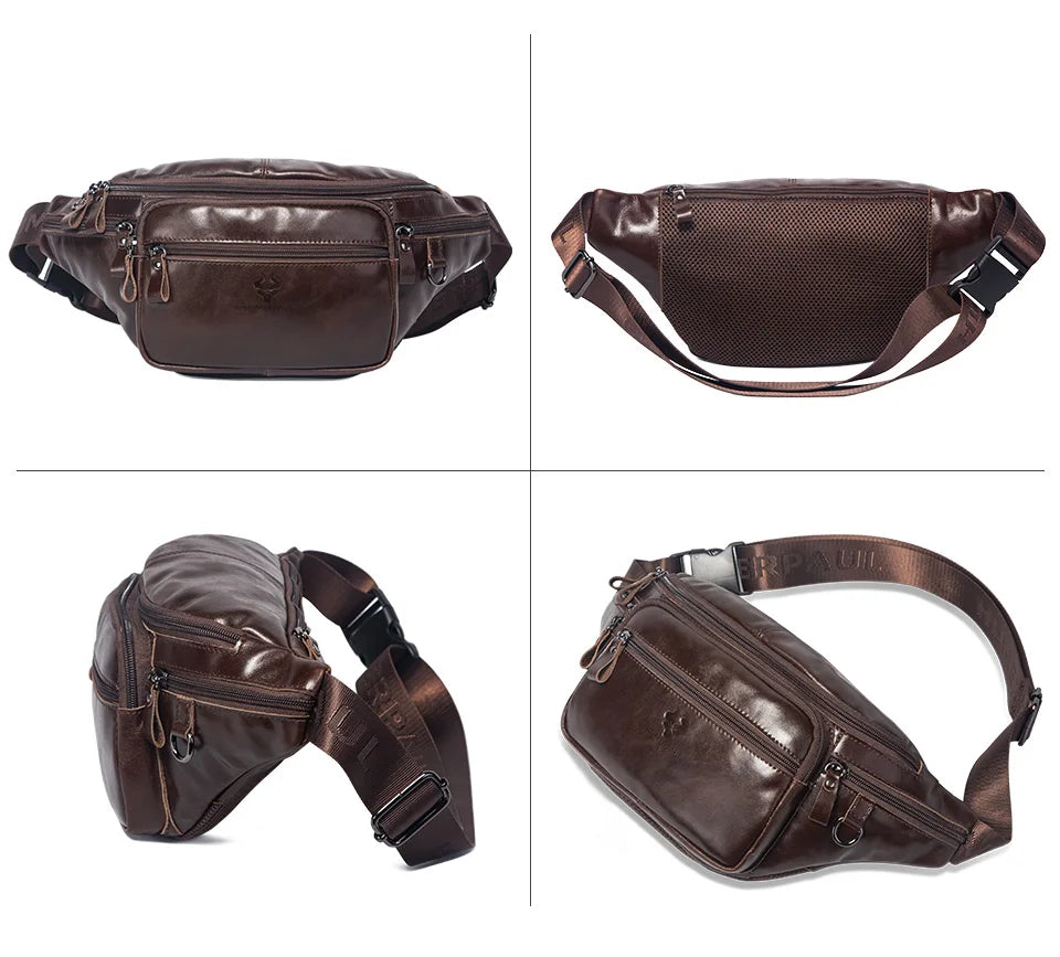 Midjeväska i äkta läder Casual Crossbody