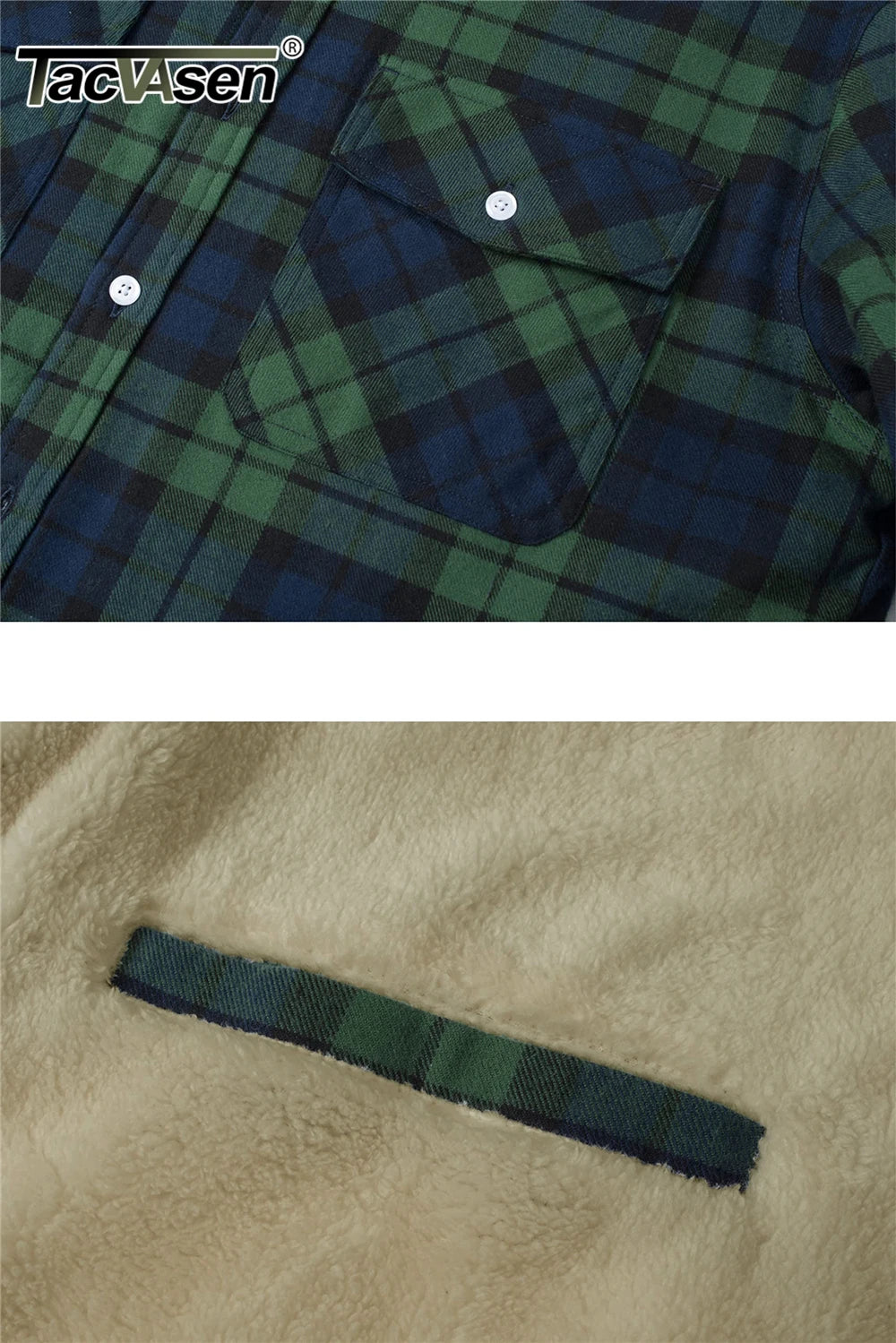 MIAMI TAC - Men’s Fleece Lined Flannel Jacket – Plaid Cotton Winter Coat