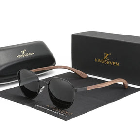 Stylish Walnut Wood Sunglasses – HD Polarized Lenses with UV400 Protection for Him & Her