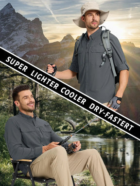 MIAMI TAC Men’s Quick-Dry Long Sleeve Shirt – UPF 50+ Sun Protection, Breathable Mesh & Outdoor Performance