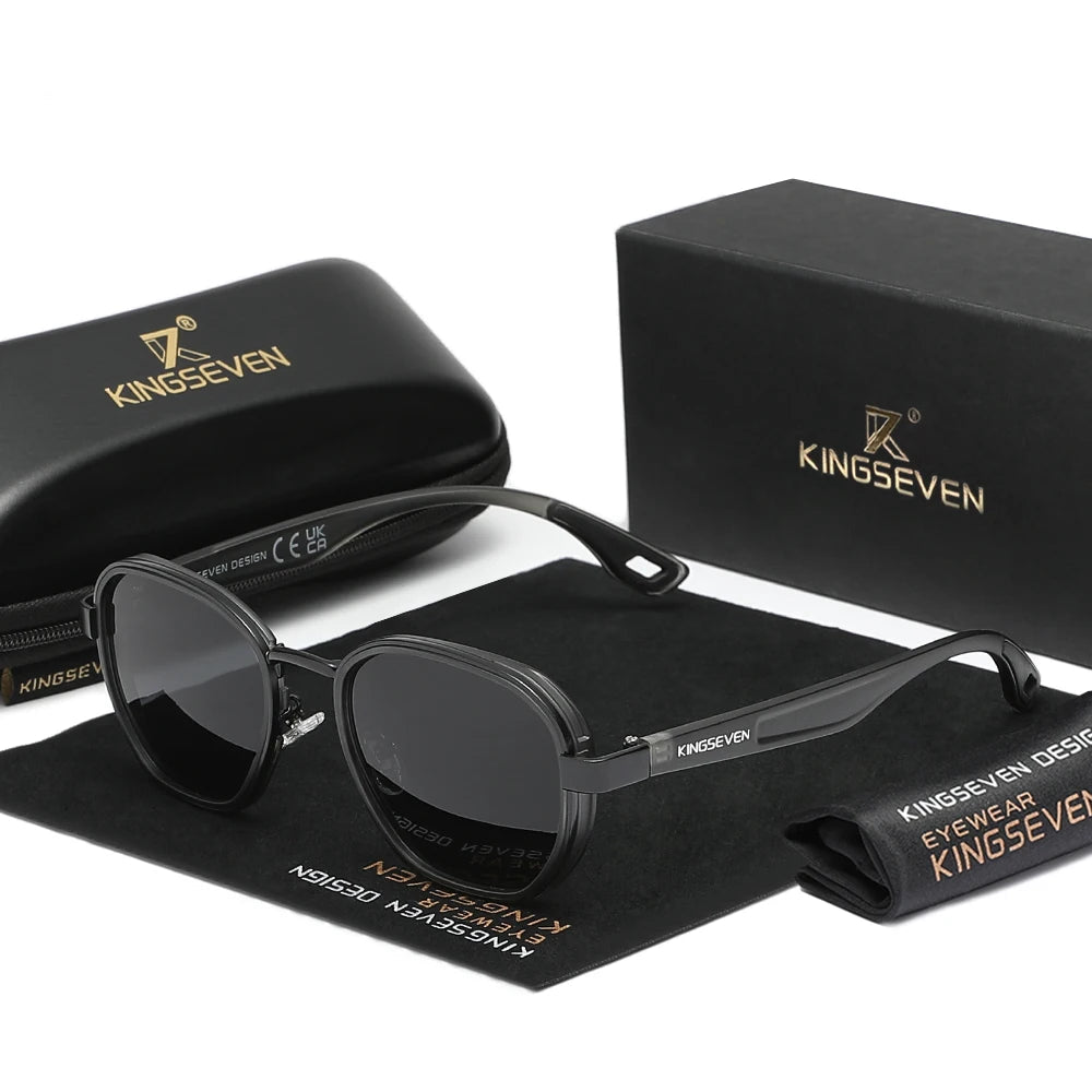 Diseño retro unisex | Gafas de sol polarizadas con protección UV400 y montura redonda de lujo