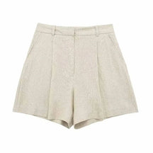 Women’s Linen Vest Shorts Set – V Neck Chic Summer Casual  Office Outfit
